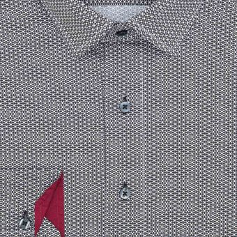 Pánská košile Lui Bentini, černo-bílá vzorovaná LDS232, dlouhý rukáv, slim fit