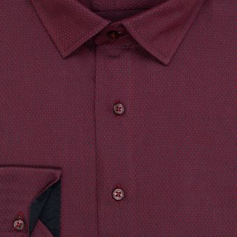 Pánská košile Lui Bentini, vínovo-černá vzorovaná LDS234, dlouhý rukáv, slim fit