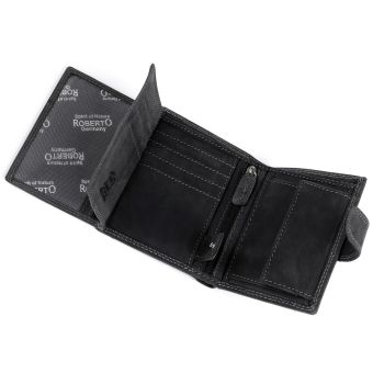 Pánská kožená motorkářská peněženka s RFID ochranou, 870349/28, černá-křídlo, matná 9,5 x 15 x 3,5 cm