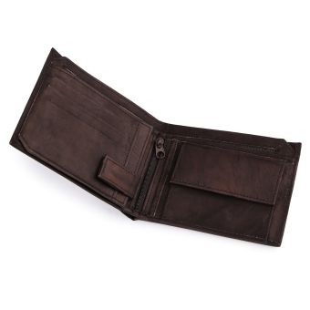 Pánská kožená peněženka 810513/01, tmavě hnědá, matná, 10 x 12 x 2,5 cm