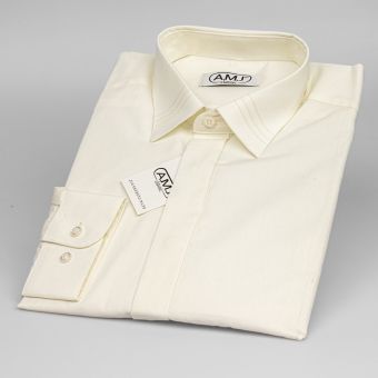 Pánská luxusní košile AMJ smetanová JDA016SKL, dlouhý rukáv, zdobený límec