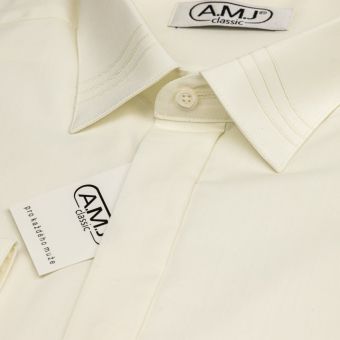 Pánská luxusní košile AMJ smetanová JDA016SKL, dlouhý rukáv, zdobený límec