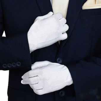 Pánské saténové společenské (taneční) rukavičky, 720778, bílé, velikost L