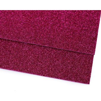 Pěnová guma Moosgummi 20x30cm, 750861 jednobarevná 21 růžová tmavá, tloušťka 1,9mm, s glitry