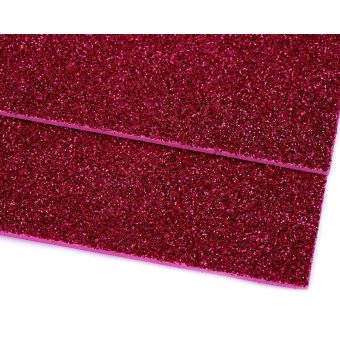 Pěnová guma Moosgummi 20x30cm, 750861 jednobarevná 13 pink růžová, tloušťka 1,9mm, s glitry