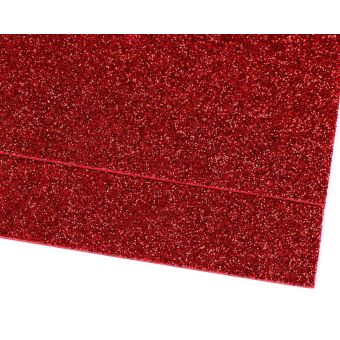 Pěnová guma Moosgummi 20x30cm, 750861 jednobarevná 8 červená, tloušťka 1,9mm, s glitry