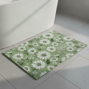 Pěnová předložka PVC AQUAMAT 4108-2, kopretiny na zelené, šíře 65cm (metráž)