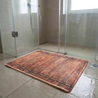 Pěnová předložka PVC AQUAMAT 461-1, dřevěný můstek, rezavá, šíře 65cm (metráž)