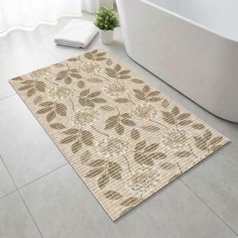 Pěnová předložka PVC AQUAMAT 576-B, jiřiny béžové, šíře 65cm (metráž)