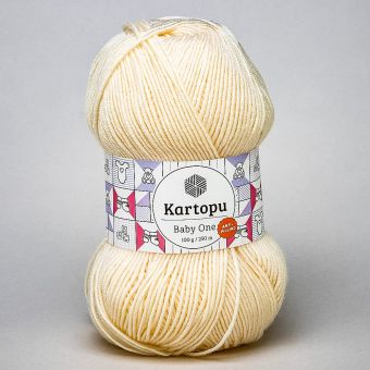 Pletací / háčkovací příze Kartopu BABY ONE K025 smetanová, jednobarevná, antipillingová, 100g/250m