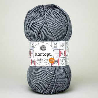 Pletací / háčkovací příze Kartopu BABY ONE K571 šedá, jednobarevná, antipillingová, 100g/250m