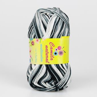Pletací / háčkovací příze Storex CAMILA NATURAL MULTICOLOR 9017 černo-šedo-bílá, melírovaná, 50g/125m
