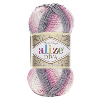 Pletací / háčkovací příze Alize DIVA BATIK 3245 bílo-růžovo-šedá, melírovaná, 100g/350m