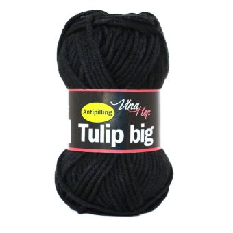 Pletací / háčkovací příze Vlna-Hep TULIP BIG 4001 černá, jednobarevná, antipillingová, 100g/72m