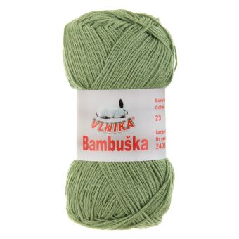 Pletací / háčkovací příze Vlnika BAMBUŠKA 23 khaki, klasická, bambusová, 50g/205m