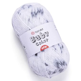 Pletací / háčkovací příze YarnArt BABY COLOR 205 bílo-šedá žíhaná, efektní, 50g/150m