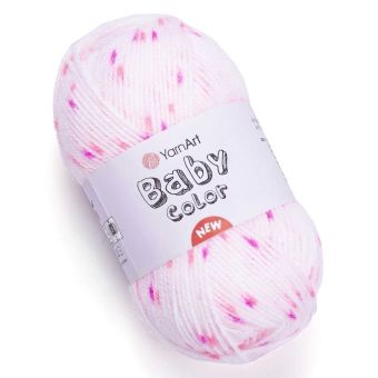 Pletací / háčkovací příze YarnArt BABY COLOR 212 bílo-růžová žíhaná, efektní, 50g/150m