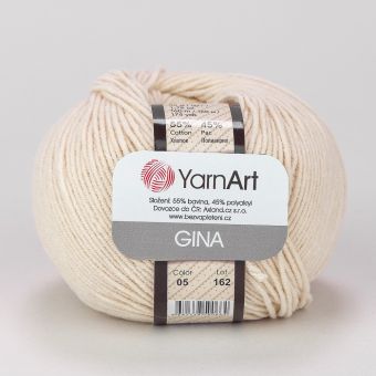 Pletací / háčkovací příze YarnArt GINA / JEANS 05 světlá béžová, jednobarevná, 50g/160m