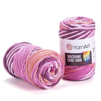 Pletací / háčkovací příze YarnArt  MACRAME CORD VR 3mm 911 růžovo-lososová, melírovaná 250g/85m