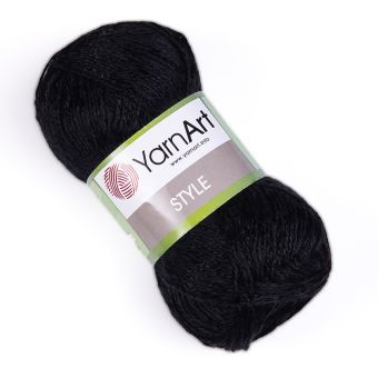 Pletací / háčkovací příze YarnArt STYLE 651 černá, jednobarevná, viskózová, 50g/185m