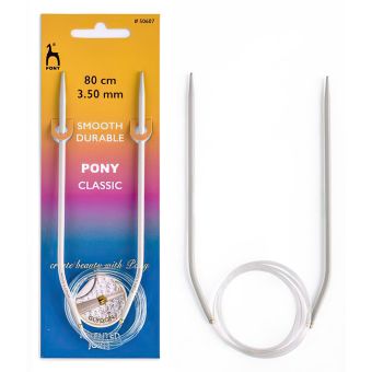 Pletací jehlice PONY 50607, hliníkové, kruhové, 1 kus, délka 80cm, velikost 3,5mm