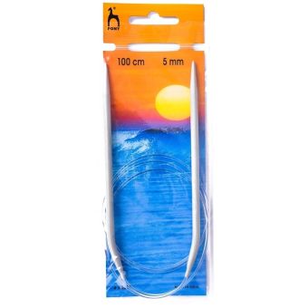 Pletací jehlice PONY, hliníkové, kruhové, 1 kus, délka 100cm, velikost 5mm