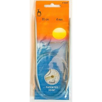 Pletací jehlice PONY, hliníkové, kruhové, 1 kus, délka 80cm, velikost 4mm