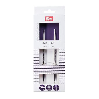 Pletací jehlice PRYM ERGO 215608, ergonomické plastové, kruhové, 1 kus, délka 60cm, velikost 6mm