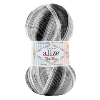 Pletací příze Alize BABY BEST BATIK 7542 šedá, melírovaná, antipillingová, 100g/240m