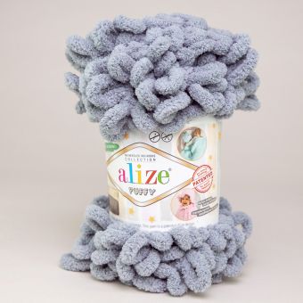 Pletací příze Alize PUFFY 428 šedá, efektní, 100g/9,2m