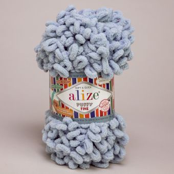 Pletací příze Alize PUFFY FINE 500 šedomodrá, efektní, 100g/14m