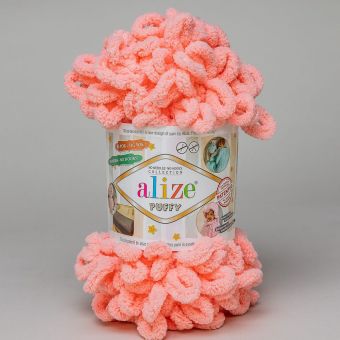 Pletací příze Alize PUFFY 529 lososová, efektní, 100g/9,2m