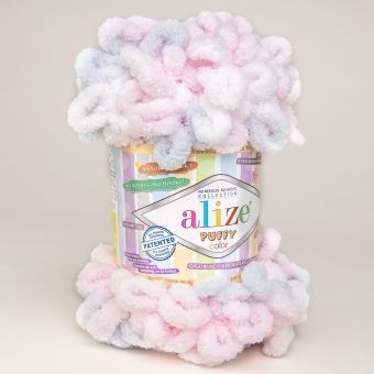 Pletací příze Alize PUFFY COLOR 5864 růžový melír, efektní, 100g/9m
