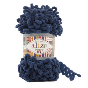 Pletací příze Alize PUFFY FINE 93 tmavě modrá, efektní, 100g/14m