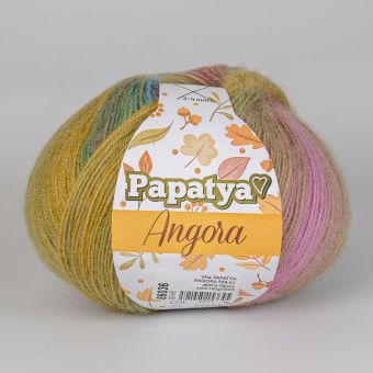 Pletací příze Vlnika PAPATYA ANGORA 556-61 zeleno-fialový melír, efektní, 100g/550m