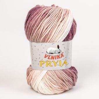 Pletací příze Vlnika  PRYIA 104 fialovo-růžová, melírovaná, 100g/245m