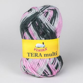 Pletací příze Vlnika TERA MULTI 800 černo-růžovo-šedá, melírovaná, 100g/300m