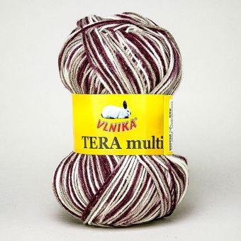 Pletací příze Vlnika TERA MULTI 809 vínovo-béžová, melírovaná, 100g/300m