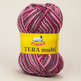 Pletací příze Vlnika TERA MULTI 829 vínovo-růžová, melírovaná, 100g/300m