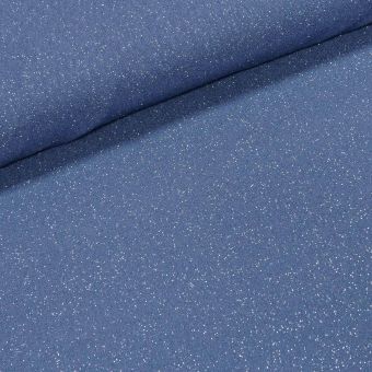 Polyesterový úplet LESK 2872/02 UNI jednobarevný modrý se třpytkami, š.140cm (látka v metráži)