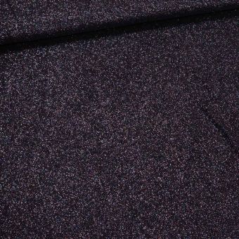 Polyesterový úplet LUREX 1555/05 UNI jednobarevný černý / stříbrný se třpytkami, š.150cm (látka v metráži)