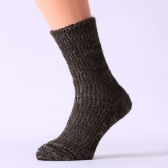 Vlněné, teplé zimní ponožky, sibiřky RADEK, hnědošedé, vysoké, unisex, vel. 44-45