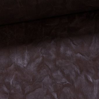 Potahová látka, čalounická koženka s filcem NATURHAVEN 08, extra odolná imitace kůže, tmavě hnědá, pokrčený efekt, š.140cm, 560g/m2 (látka v metráži)