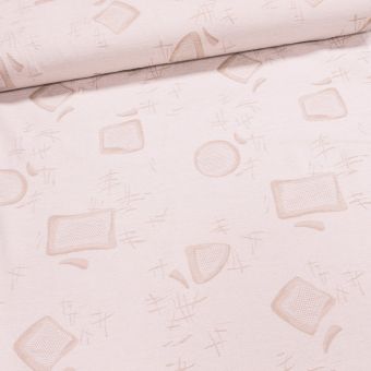 Potahová látka DOMINO VZOR, ornamenty na krémové, š.140cm (látka v metráži)