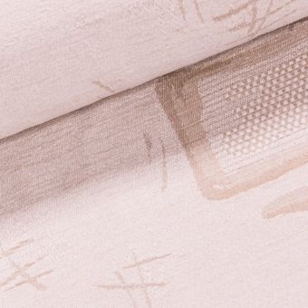 Potahová látka DOMINO VZOR, ornamenty na krémové, š.140cm (látka v metráži)