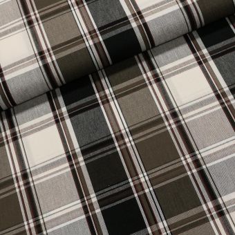 Potahové akrylové plátno (dralon, teflon) na zahradní nábytek, hnědo-šedo-smetanové káro, š.140cm (látka v metráži)