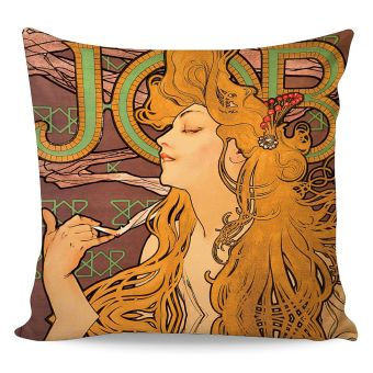 Polštářek ALFONS MUCHA JOB, hnědý, 40x40cm