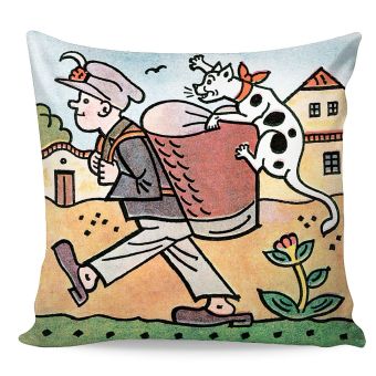 Dětský polštářek JOSEF LADA BARTOŠI, BARTOŠI, béžovo-světle modrý, 40x40cm