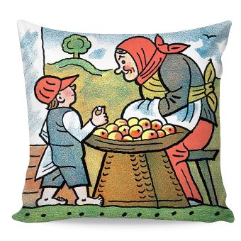 Dětský polštářek JOSEF LADA BYLA JEDNA BABKA, zelený, 40x40cm