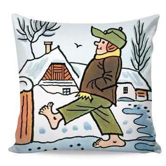 Dětský polštářek JOSEF LADA TEN NÁŠ PAVEL, bílý zimní vzor, 40x40cm